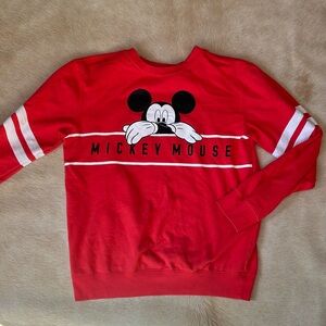 DISNEY Mickey Mouse Pullover Red Graphic Sweatshirt